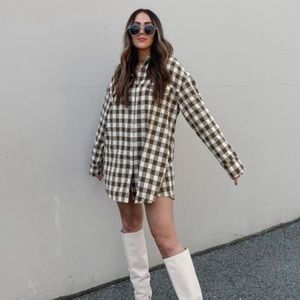 Boohoo oversized plaid shirt dress